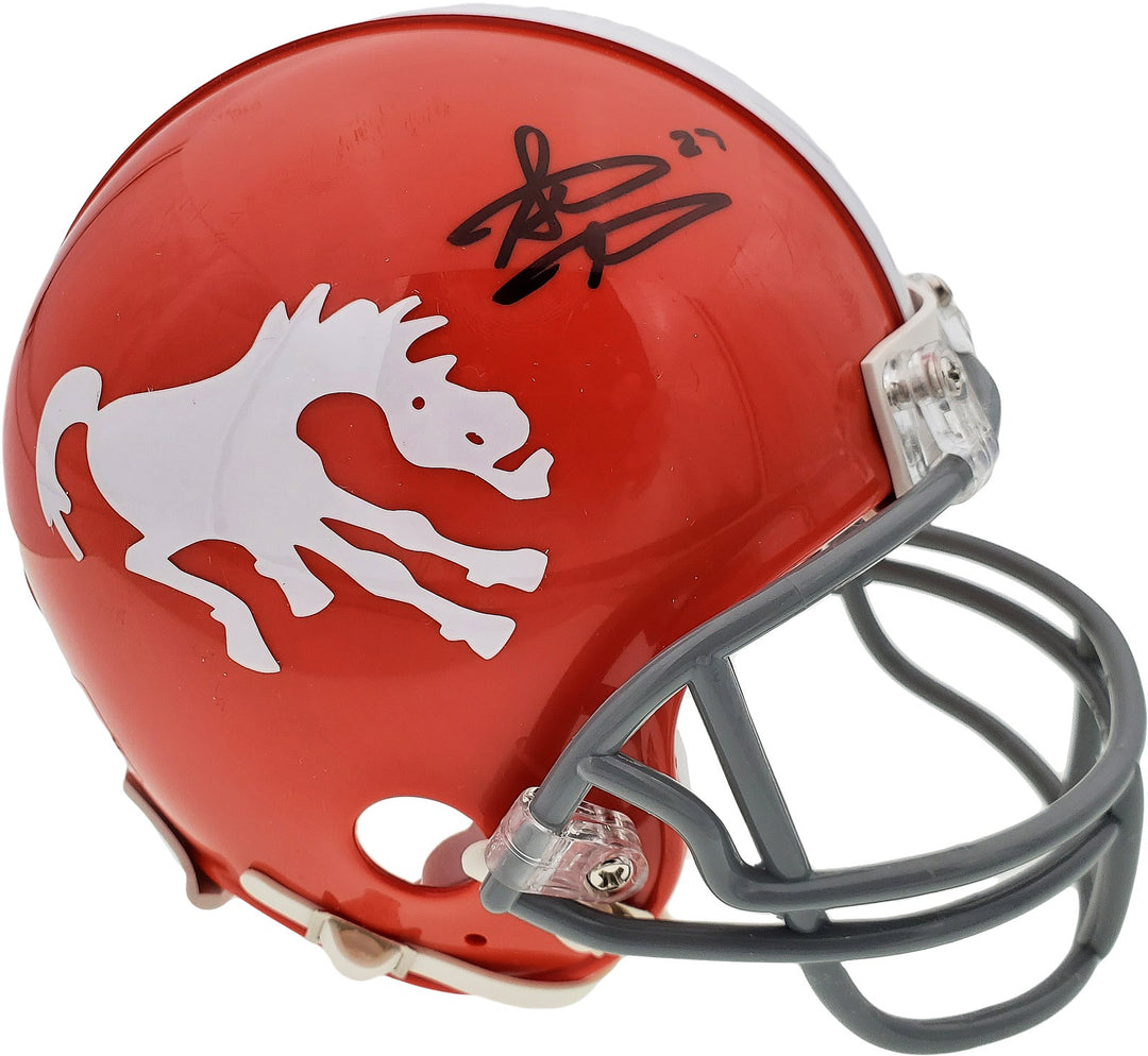 Steve Atwater Signed Denver Broncos Throwback Orange Mini Helmet Beckett BAS