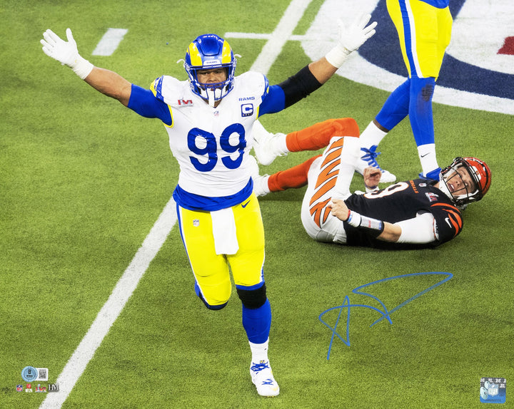 Aaron Donald Signed 16x20 Photo Rams Super Bowl LVI 56 Last Play Beckett Wit