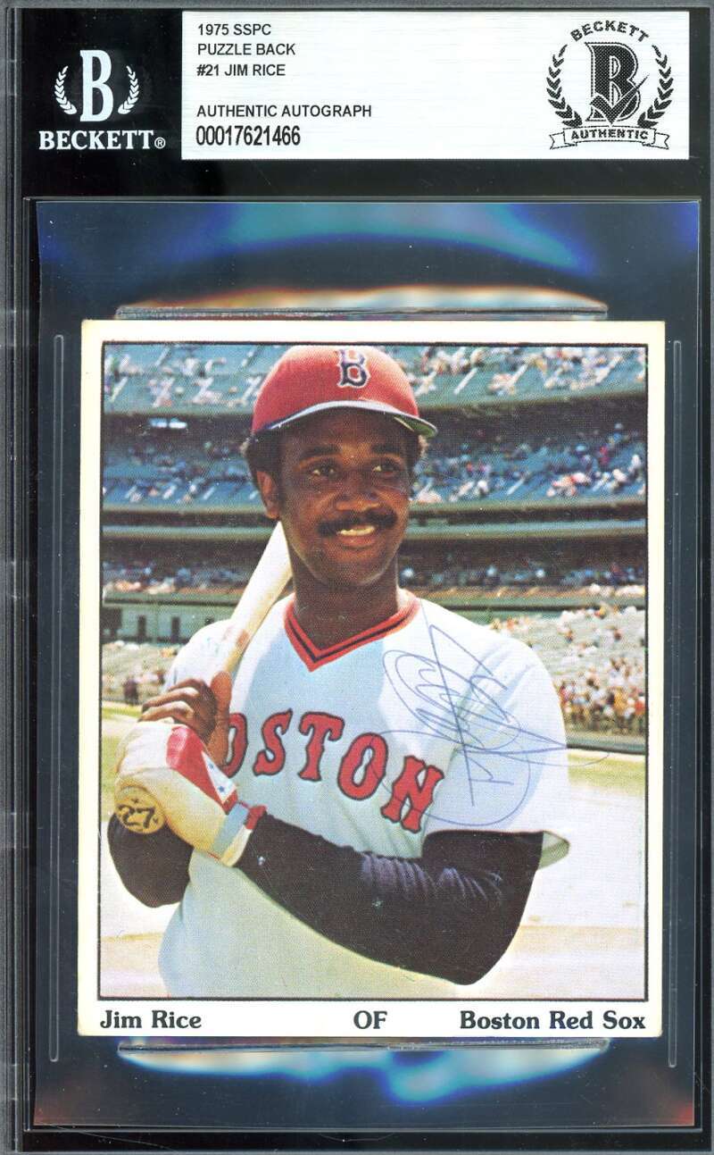 Jim Rice Beckett BAS Vintage Signed 1975 SSPC Puzzle Back Rookie Autograph