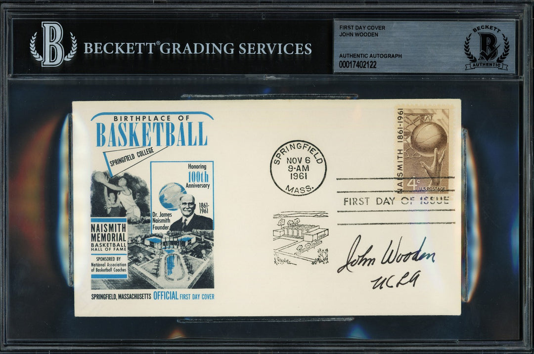 John Wooden Autographed Signed 1961 First Day Cover UCLA Beckett BAS #17402122