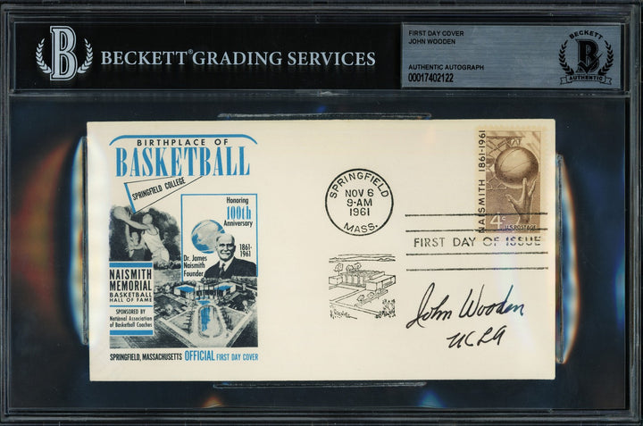 John Wooden Autographed Signed 1961 First Day Cover UCLA Beckett BAS #17402122