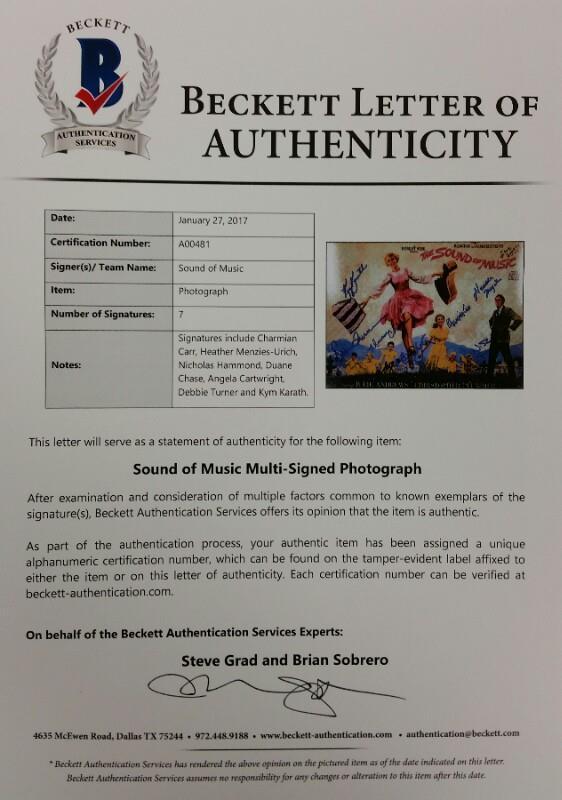SOUND OF MUSIC Cast Signed 8x10 Photo (7) Autos Image #2 w/ Beckett BAS COA