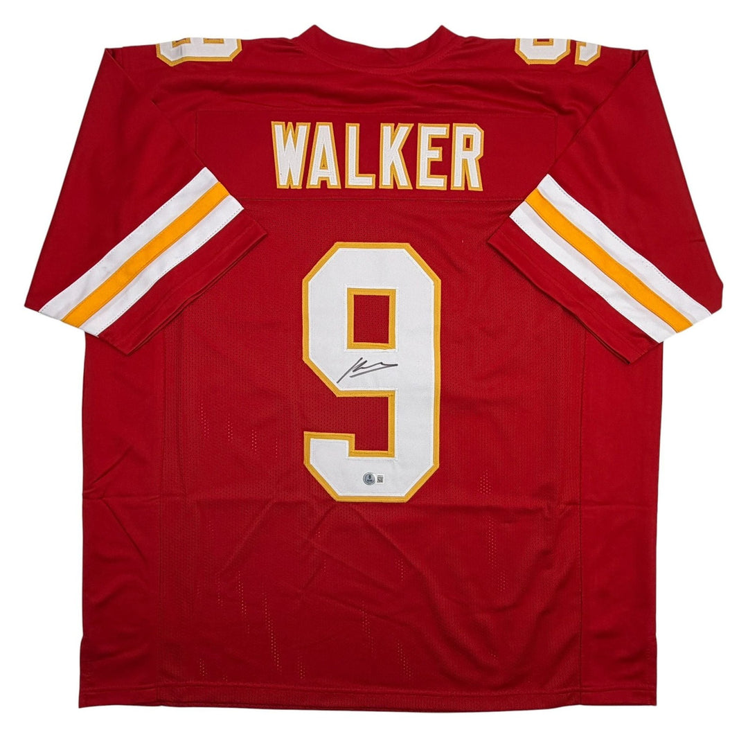 Autographed/Signed Kenneth Walker Kansas City Red Jersey Beckett BAS COA