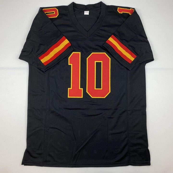 Autographed/Signed TYREEK HILL Kansas City Black Football Jersey JSA COA Auto