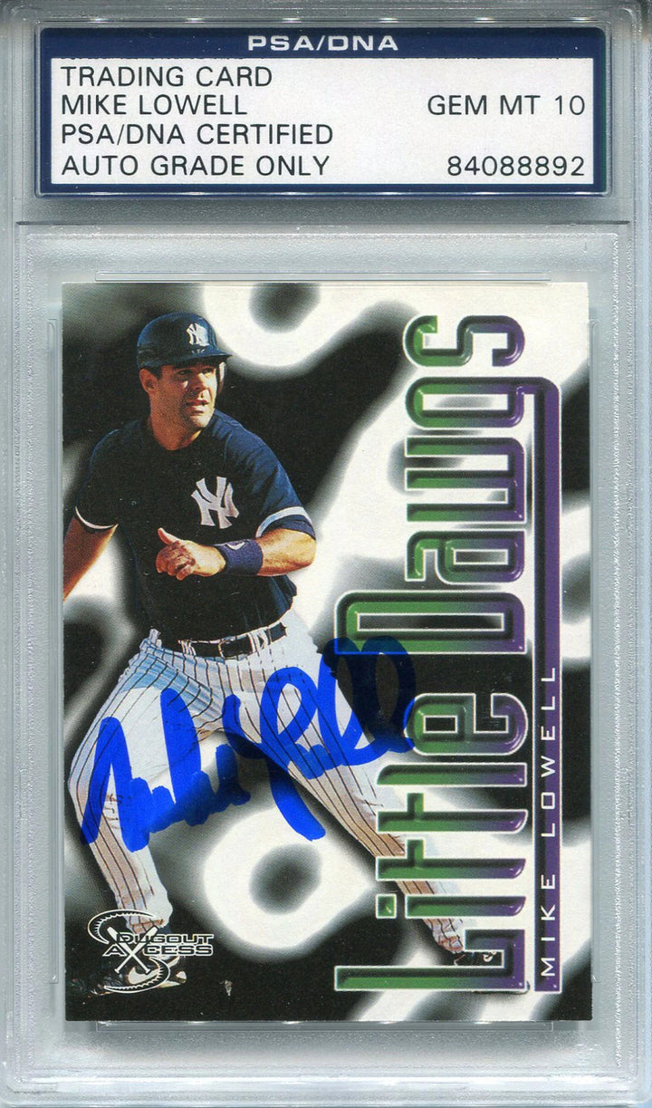 Mike Lowell Autographed 1998 Skybox Little Dawg Rookie Card (PSA/DNA)