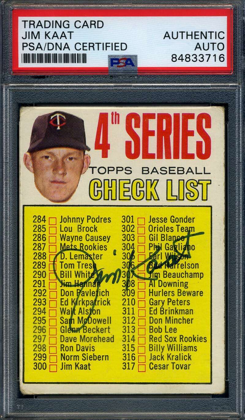 Jim Kaat PSA DNA Signed 1967 Topps Checklist Autographed
