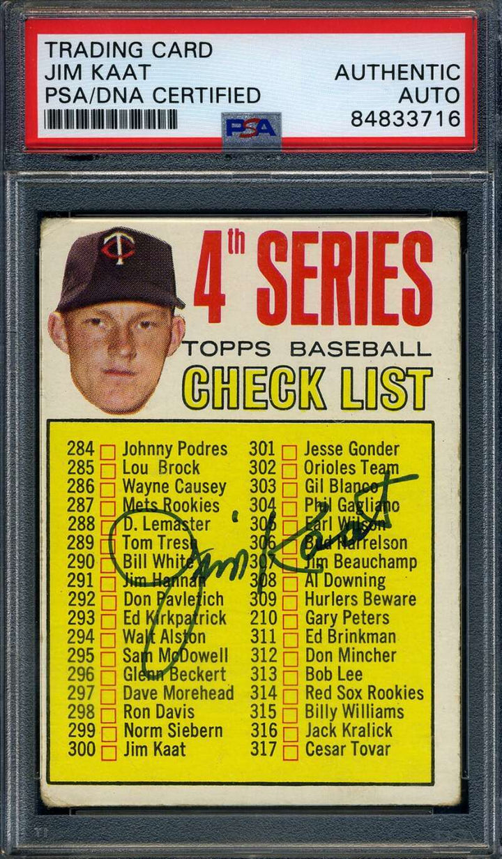 Jim Kaat PSA DNA Signed 1967 Topps Checklist Autographed