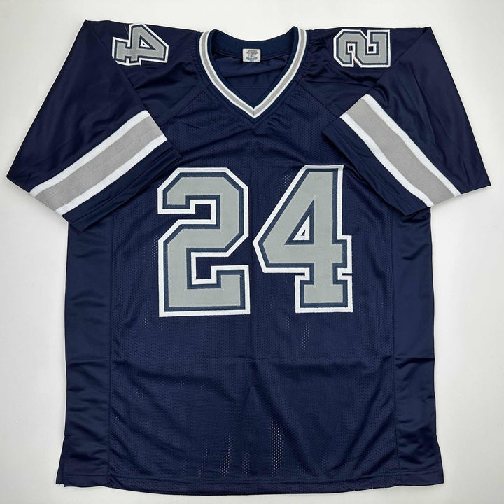 Autographed/Signed Everson Walls Dallas Blue Football Jersey JSA COA