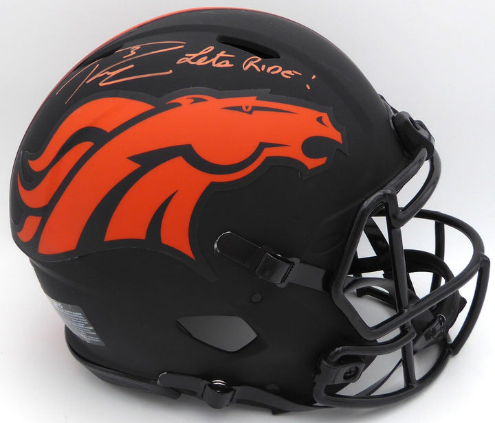 Russell Wilson Signed Black Eclipse FS Auth Helmet Broncos Lets Ride Fanatics