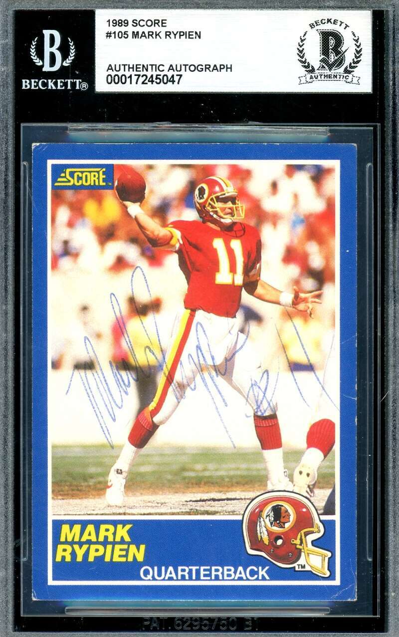 Mark Rypien Beckett BAS Signed 1989 Score Rookie Autograph