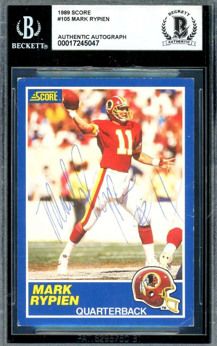 Mark Rypien Beckett BAS Signed 1989 Score Rookie Autograph