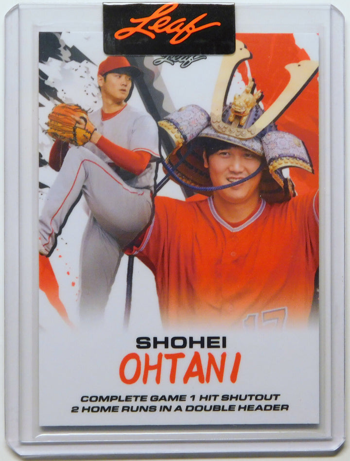 SHOHEI OHTANI SAMURAI HOMER HELMET COMPLETE GAME 2 HR’s SO DH LEAF CARD #SCB-1