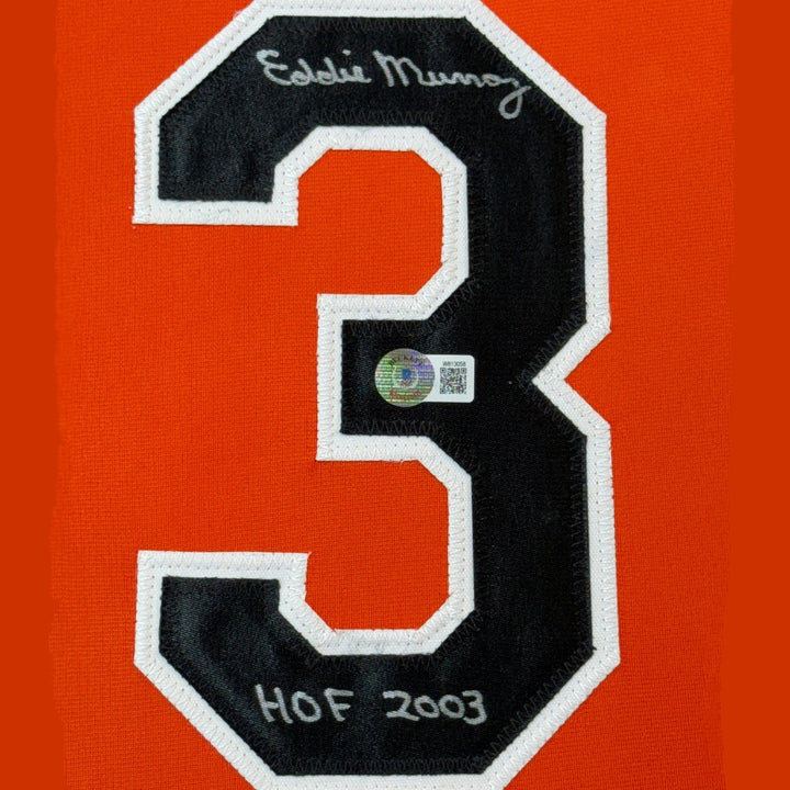Framed Autographed/Signed Eddie Murray 33x24 Baltimore Orange Jersey COA