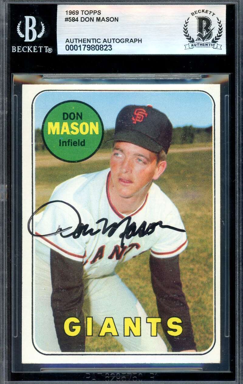 Don Mason Beckett BAS Signed 1969 Topps Autograph