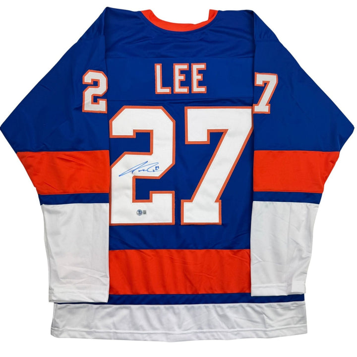 Autographed/Signed Anders Lee New York Blue Hockey Jersey Beckett BAS COA