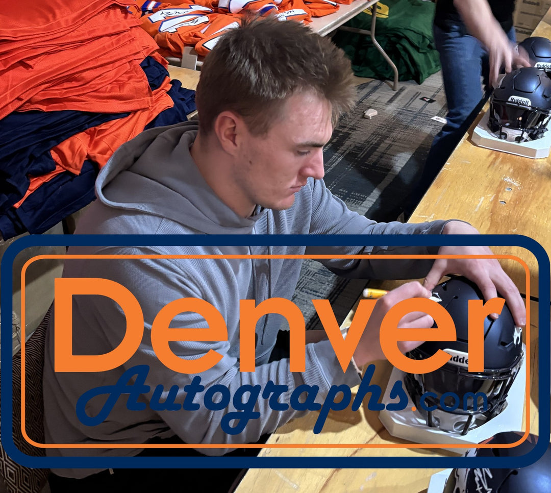 Bo Nix Autographed Denver Broncos Mid-Size Midi Helmet Beckett Witness 55110