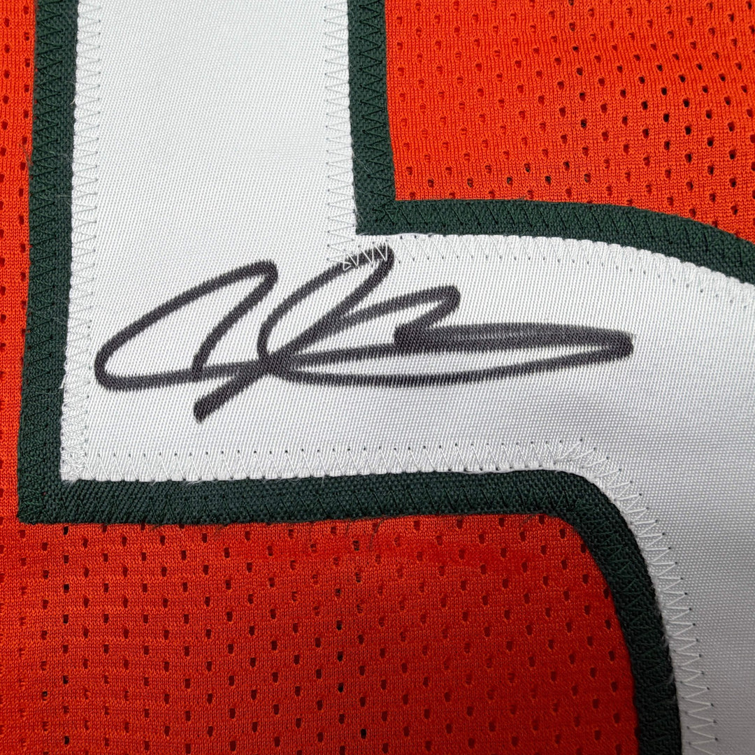Autographed/Signed ANDRE JOHNSON Miami Orange College Football Jersey JSA COA