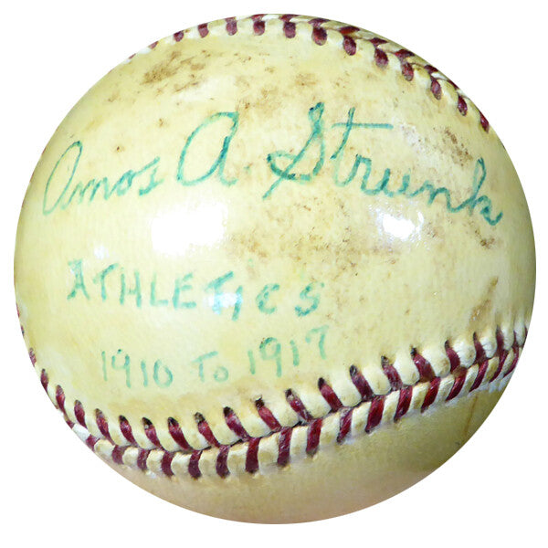 Amos Strunk Auto Official AL Harridge Baseball Philadelphia A's Vintage Beckett