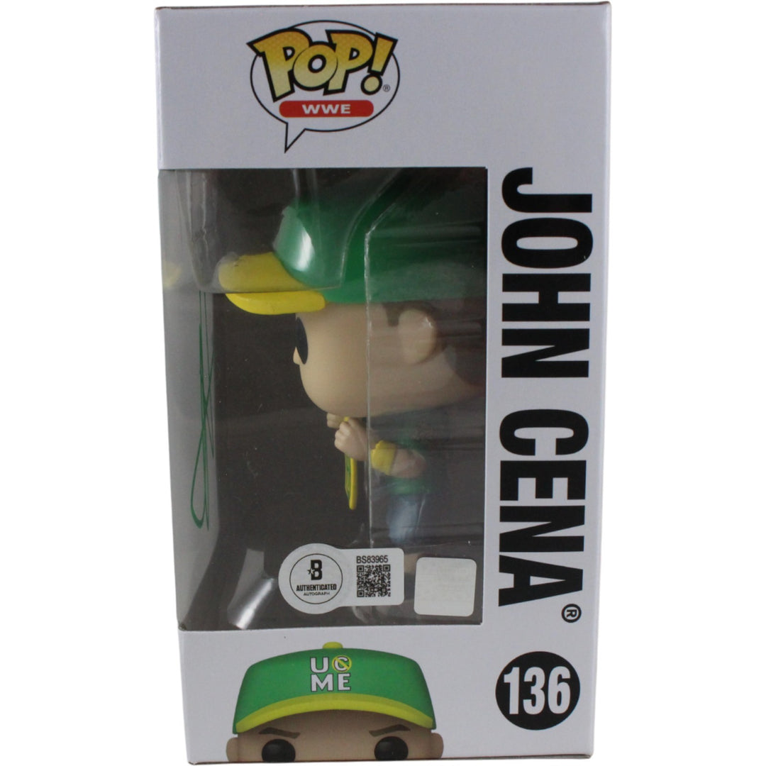 John Cena Autographed/Signed WWE Funko Pop! #136 Beckett 53780