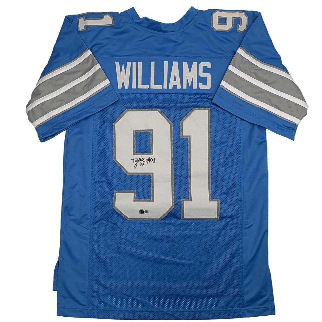 Autographed/Signed Tyleik Williams Detroit Blue Jersey Beckett BAS COA