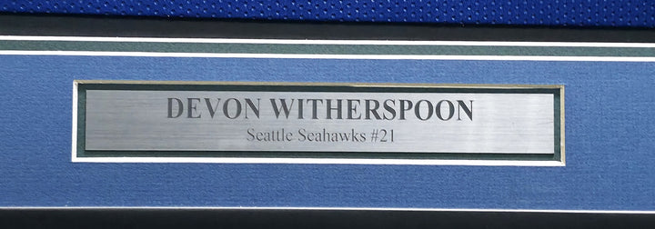 Seattle Seahawks Devon Witherspoon Signed Framed Blue Throwback Jersey MCS Holo
