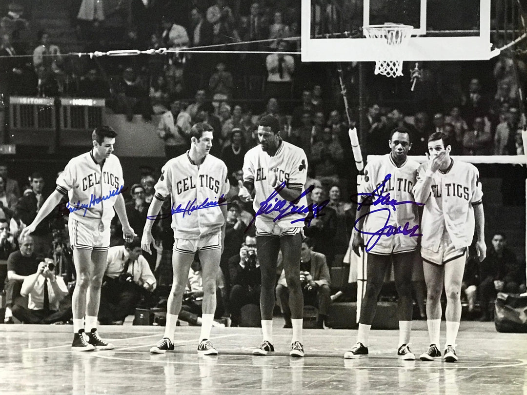 Bill Russell Bailey Howell & John Havlicek & Sam Jones Autographed 16x20 Basketb