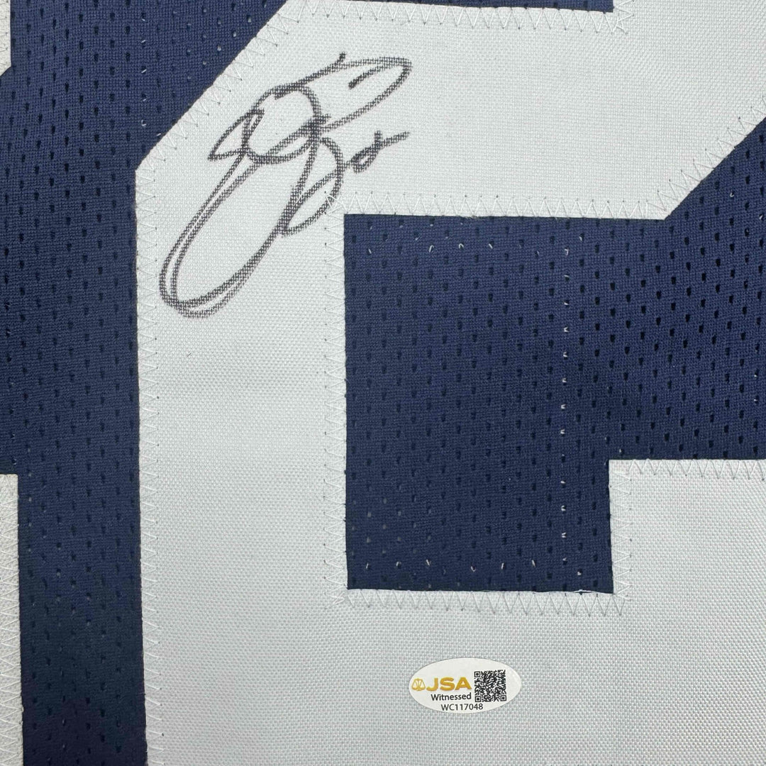 Autographed/Signed Emmitt Smith Dallas Thanksgiving Football Jersey Beckett COA