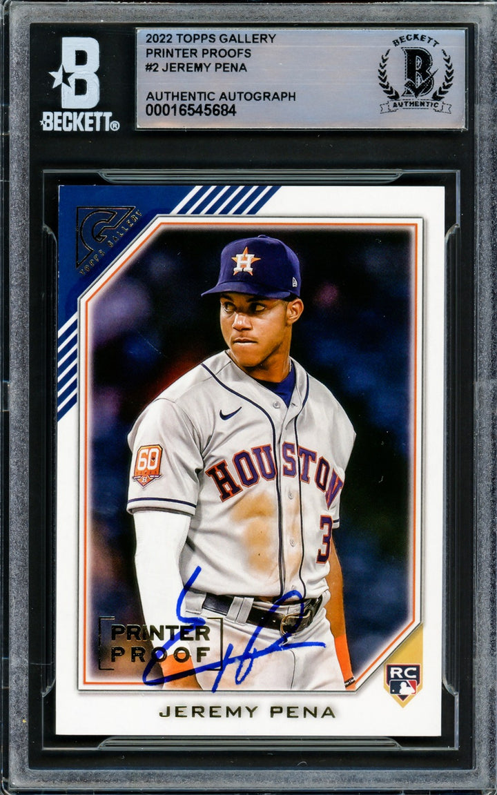 Jeremy Pena Signed 2022 Topps Gallery Printers Proof RC #2 Astros Beckett