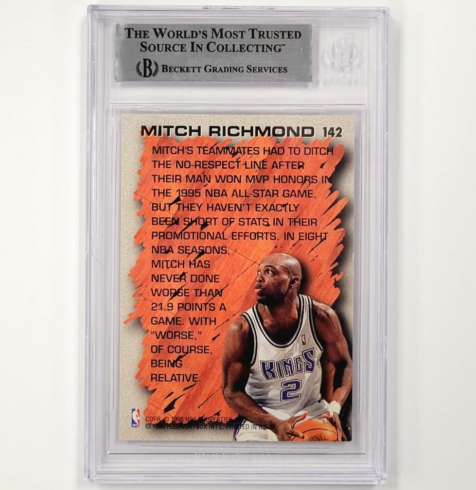 1996-97 Fleer Metal Hardwood Ldr 142 Mitch Richmond signed card auto Beckett BAS