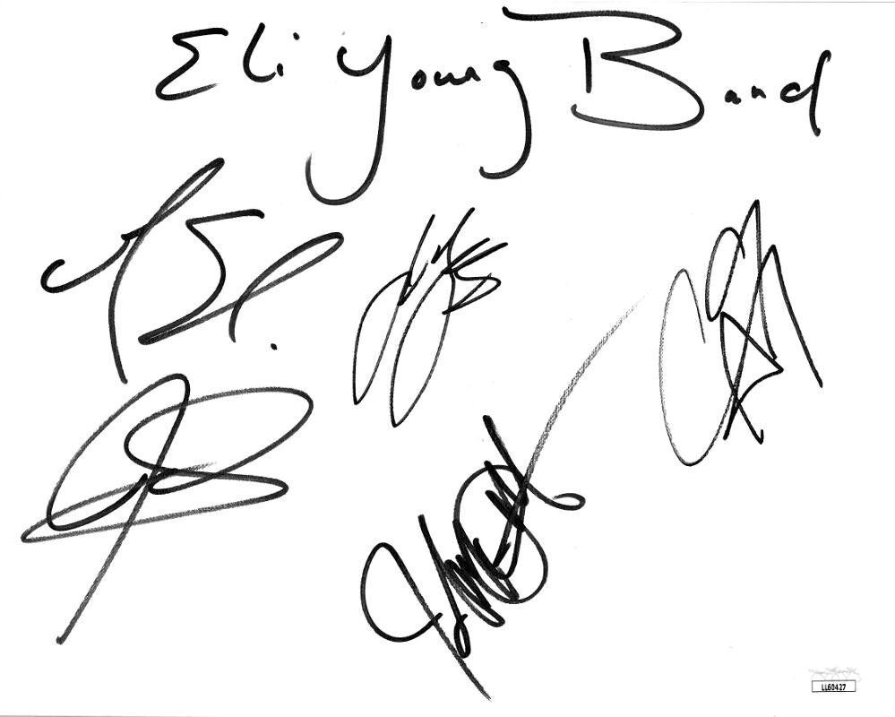 Eli Young Band signed 9x11.25 Card  -5 sigs Mike Eli/James Young/Jon Jones - JSA