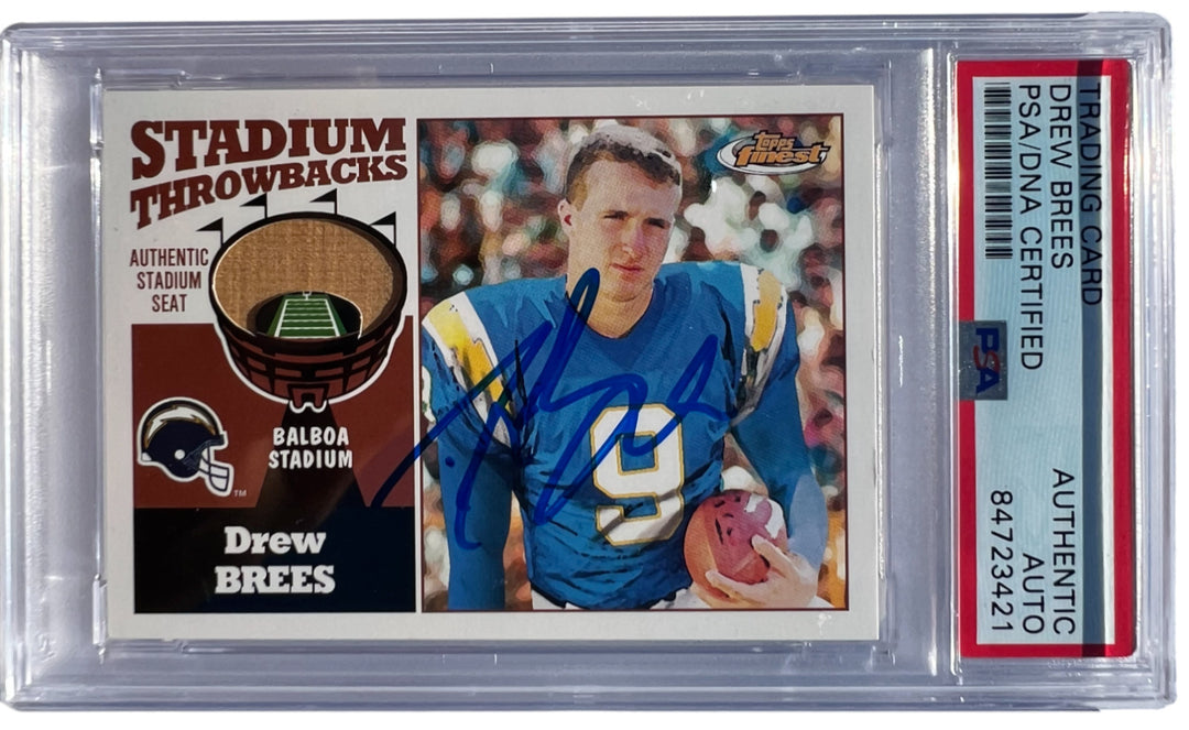 DREW BREES SIGNED 2001 TOPPS FINEST STADIUM ROOKIE CARD #FS-DB RC AUTO PSA/DNA