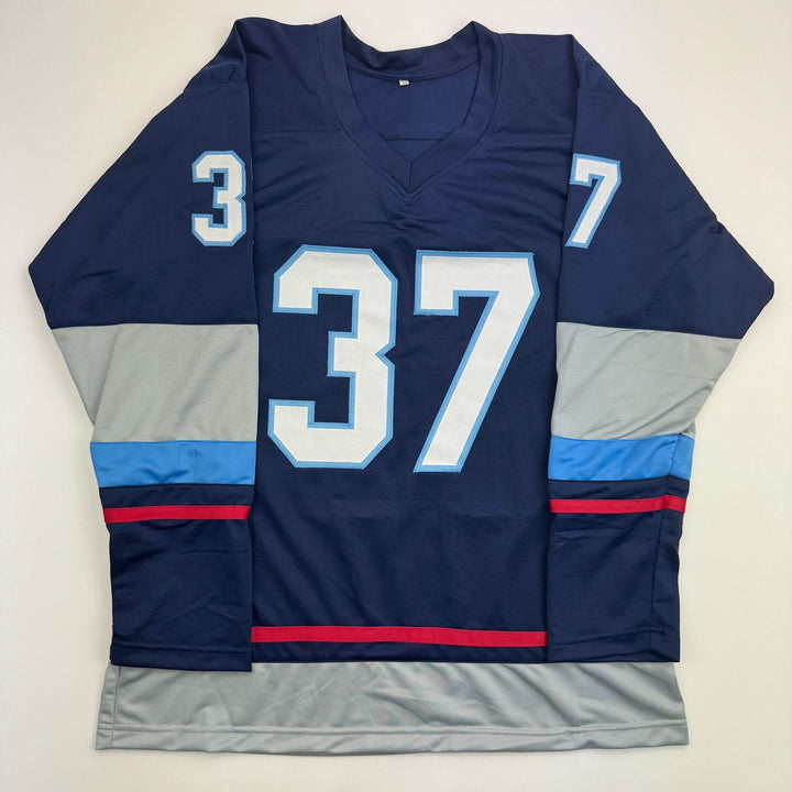 Autographed/Signed Yanni Gourde Seattle Blue Hockey Jersey JSA COA