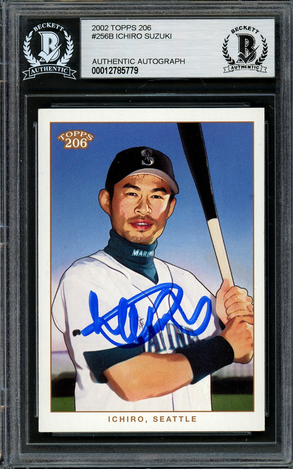 Ichiro Suzuki Signed 2002 Topps 206 Card 256B Seattle Mariners Beckett