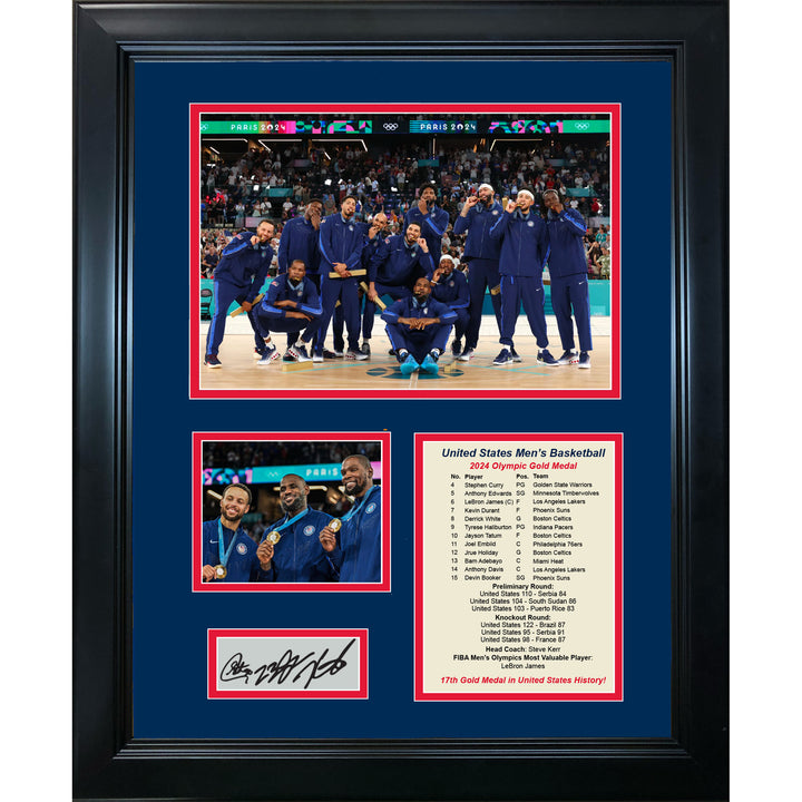 Framed 2024 United States USA Basketball Facsimile Auto 11x14 Photo Sig Collage