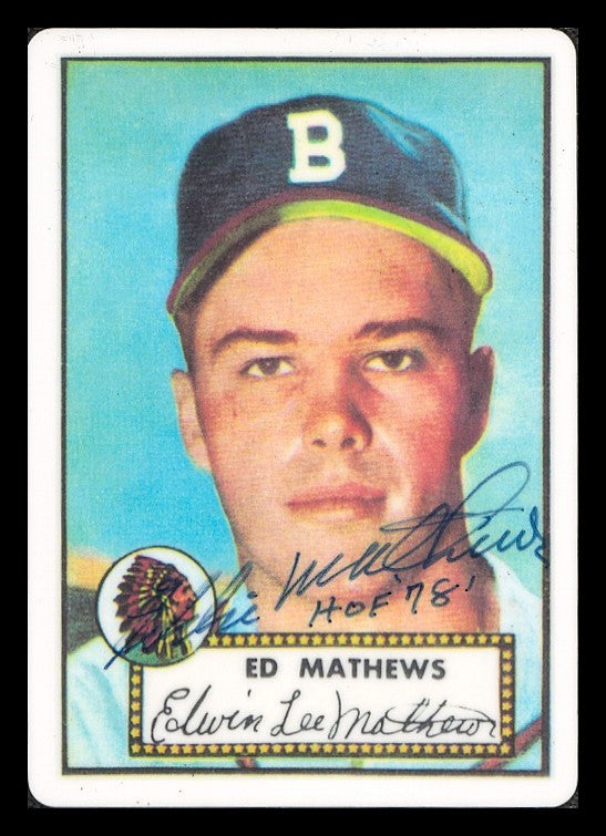 Eddie Mathews Signed Porcelain Baseball Card Set Milwaukee Braves 3 Signed