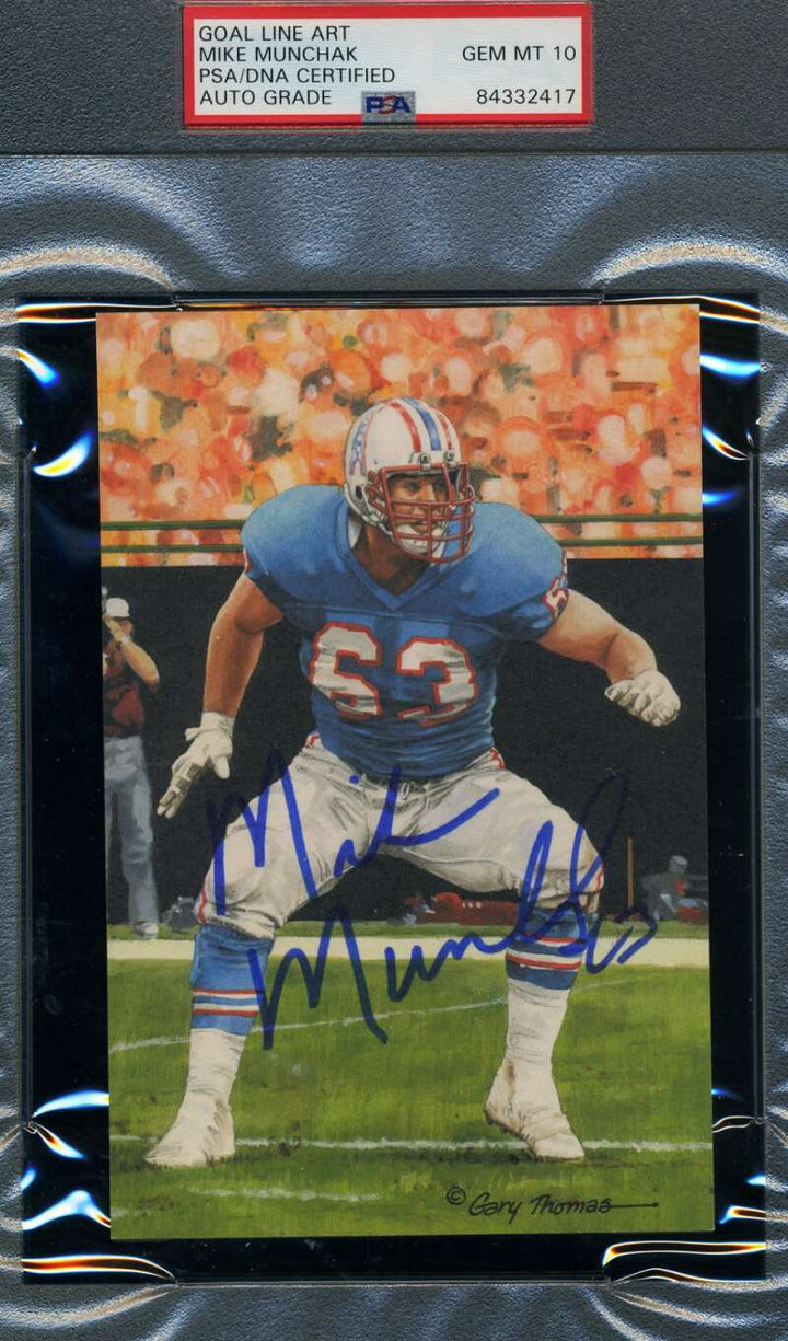Mike Munchak Gem Mint 10 PSA DNA Slabbed Signed Goal Line Art Card Autograph