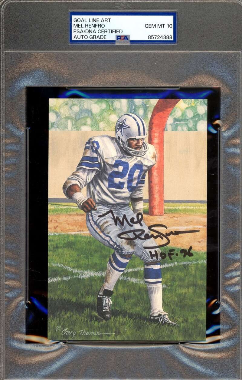 Mel Renfro Gem Mint 10 PSA DNA Signed Goal Line Art Card GLAC Autographed HOF 96