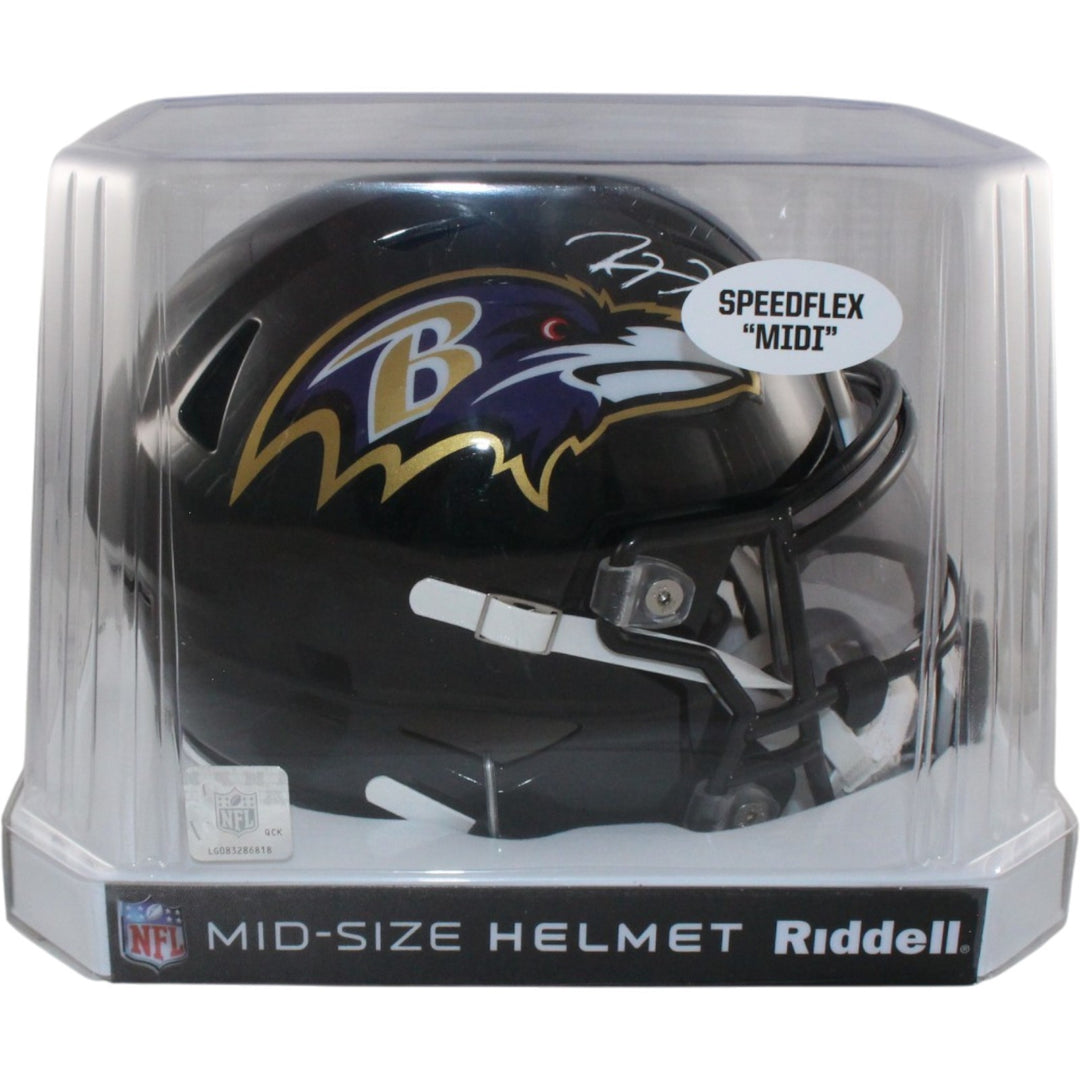 Ray Lewis Autographed Baltimore Ravens Mid-Size Midi Helmet Beckett W 55632