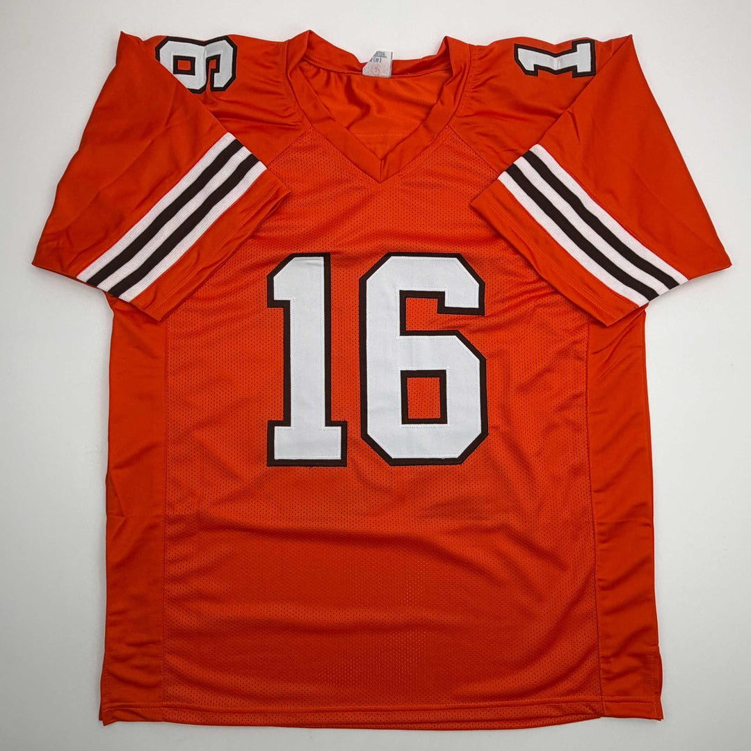 Autographed/Signed Josh Cribbs Cleveland Football Orange Jersey JSA COA