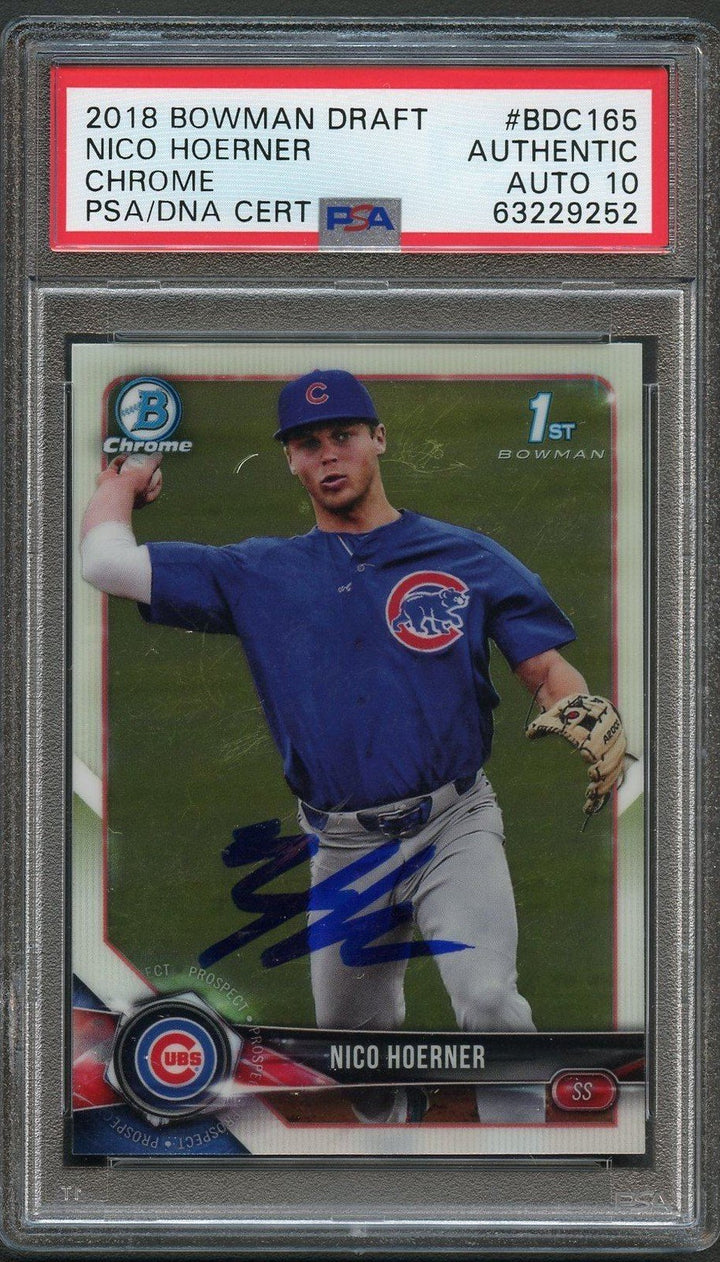 2018 Bowman Draft BD-165 Chrome Nico Hoerner Signed Card PSA Slabbed Auto 10 Cub