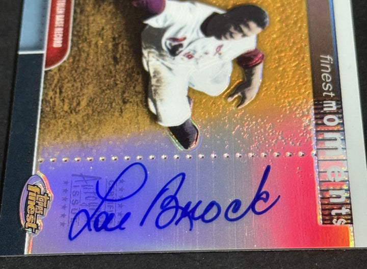 Lou Brock Signed 2003 Topps Finest Moments Refractor Mint Auto Cardinals 118 Sb