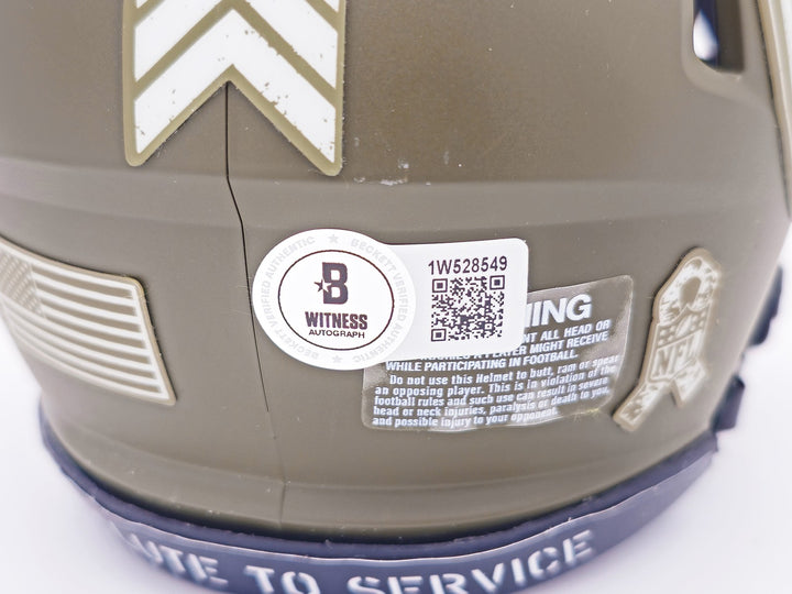 Kyle Pitts Auto Falcons Army Green Salute to Service Speed Mini Helmet Beckett