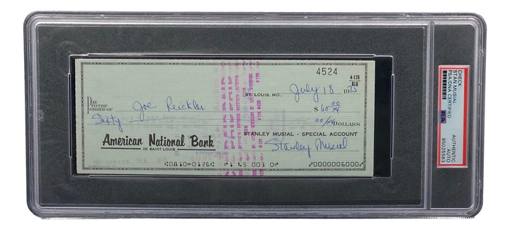 Stan Musial St. Louis Cardinals Signed  Bank Check PSA/DNA 85025563