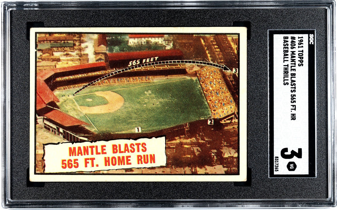 Mickey Mantle 1961 Topps Blasts 565 FT Home Run Card #406- SGC Graded 3 VG