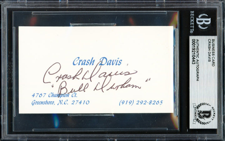 Crash Davis Signed Business Card Philadelphia A's "Bull Durham" Beckett