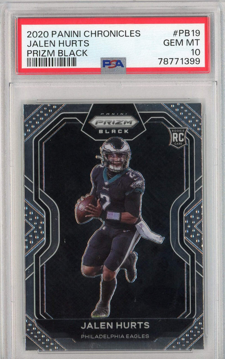Graded 2020 Panini Chronicles Jalen Hurts #PB19 Black RC Football Card PSA 10