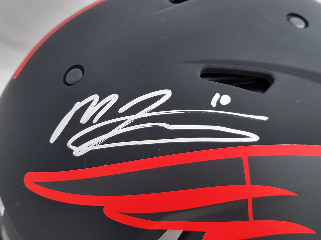 Mac Jones Auto Patriots Eclipse Black Full Size Authentic Speed Helmet Beckett