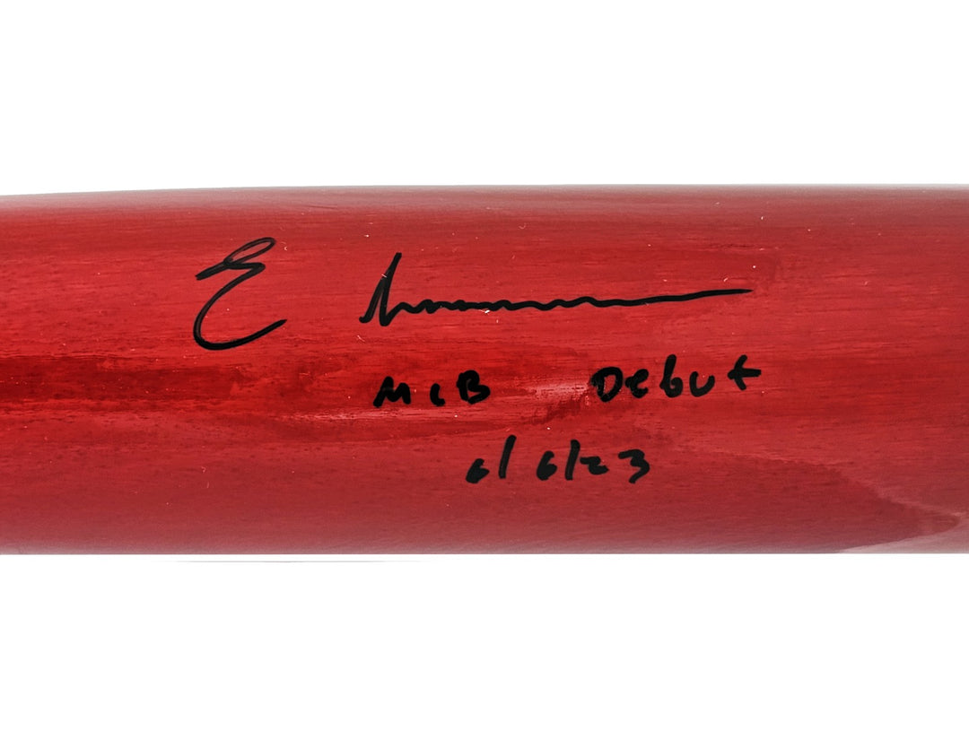 Elly De La Cruz Auto Red B45 Player Model Bat Reds MLB Debut 6/6/23 Beckett Wit
