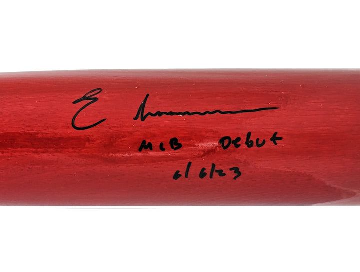 Elly De La Cruz Auto Red B45 Player Model Bat Reds MLB Debut 6/6/23 Beckett Wit