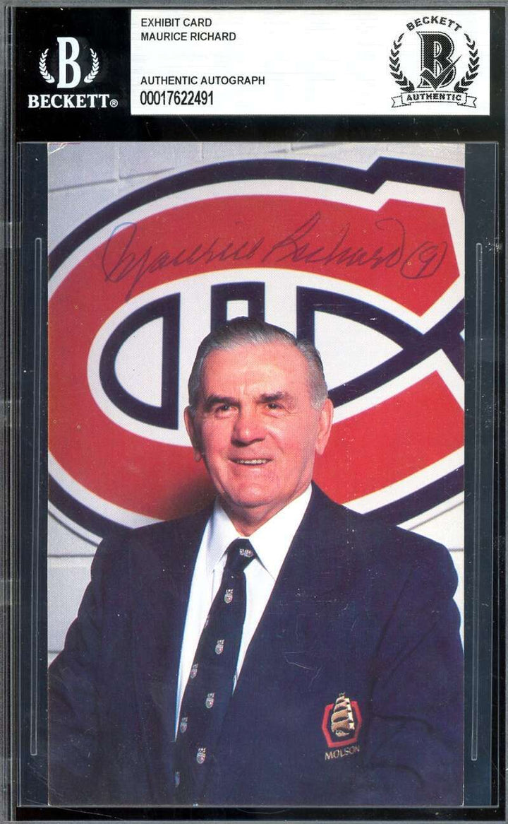 Maurice Richard Beckett BAS Signed Team Issued Trading Card Autographed